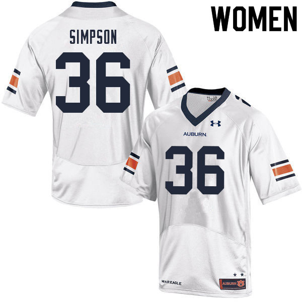 Auburn Tigers Women's Jaylin Simpson #36 White Under Armour Stitched College 2021 NCAA Authentic Football Jersey DIE4274VW